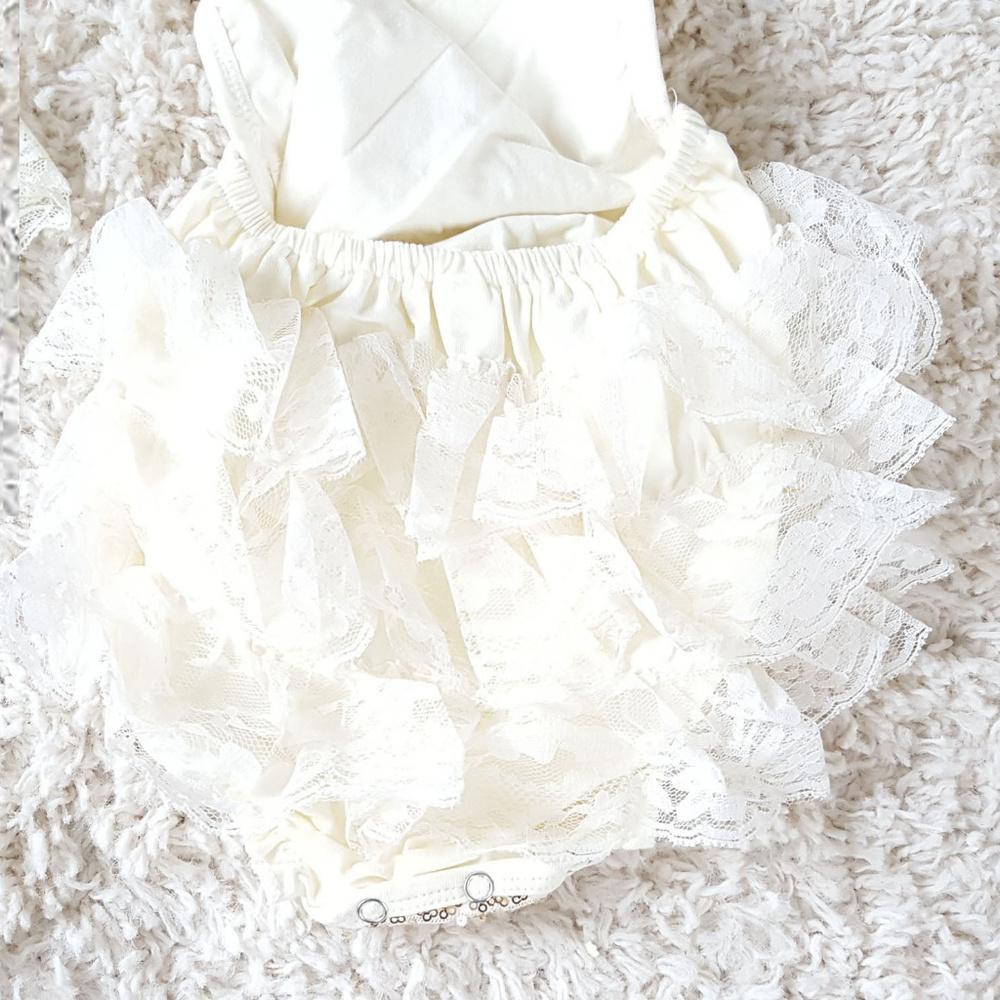 Lace Summer Romper Toddler Girl Ivory - Picture 7 of 7